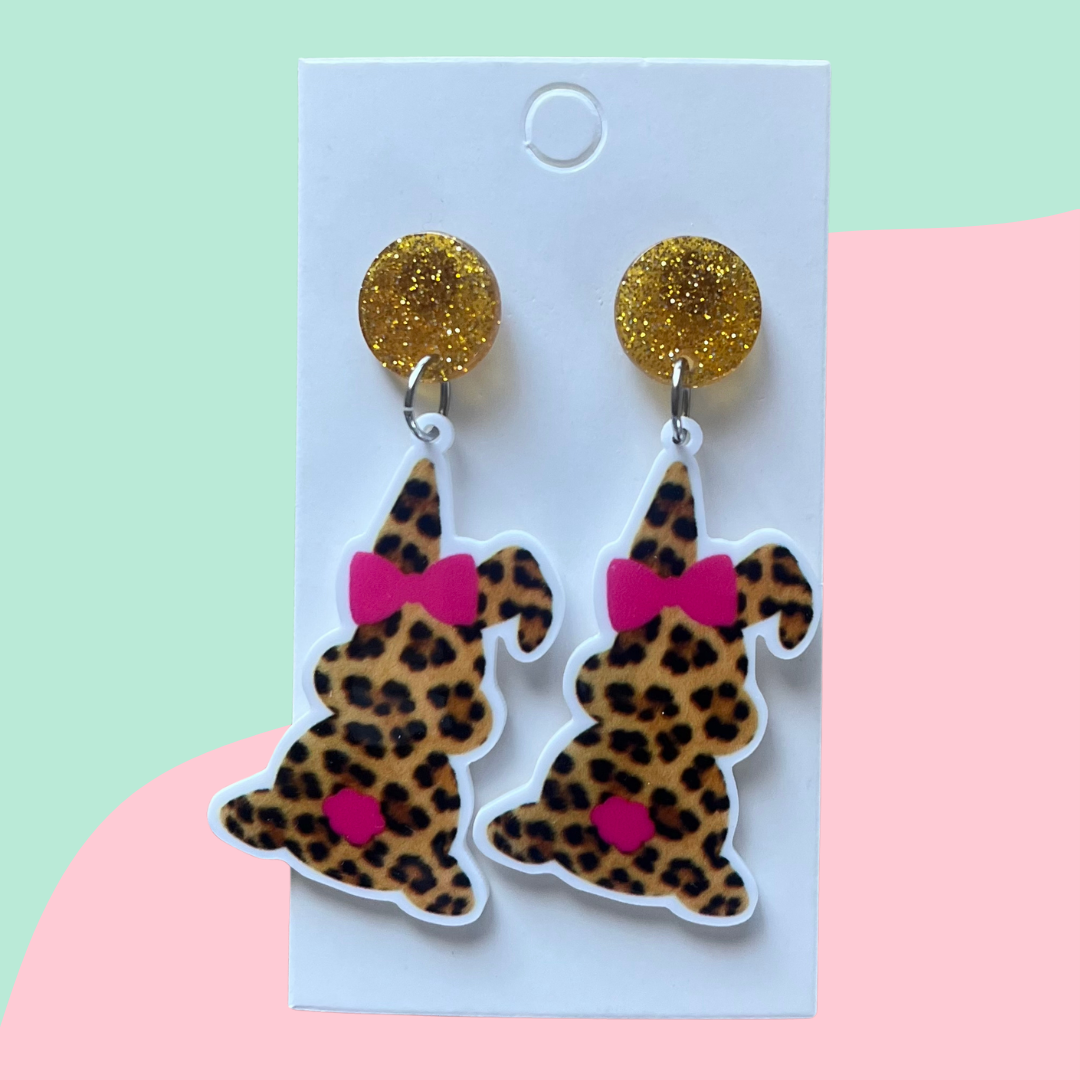 Leopard Print Easter Bunny Earrings