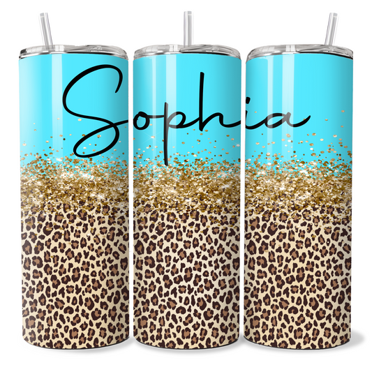 Light Blue Leopard Print - Personalised