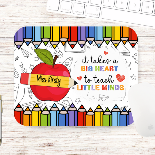 It takes a big heart - Red Apple - Teacher Mouse Pad - Personalised