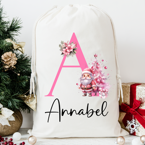 Pink Santa Alphabet Santa Sack