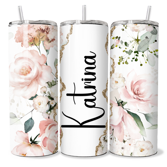 Pink White Floral - Personalised