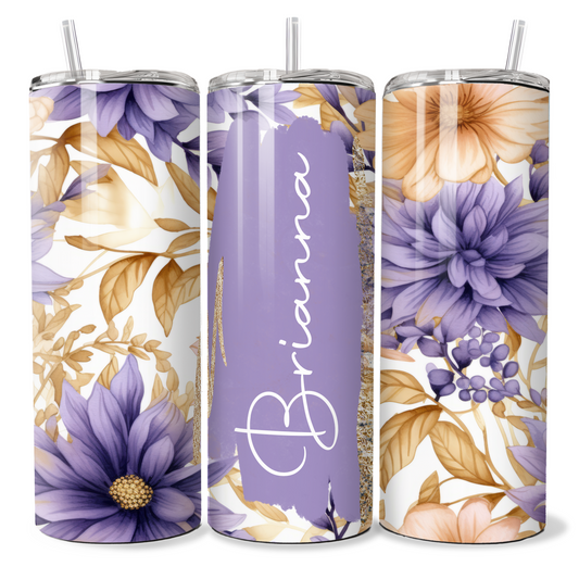 Personalised Purple Gold Floral