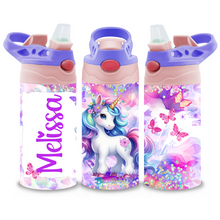 Load image into Gallery viewer, 12oz Unicorn &amp; Butterflies Flip Top