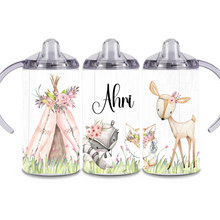 Load image into Gallery viewer, Pink Woodland Animals 12oz Sippy Cup