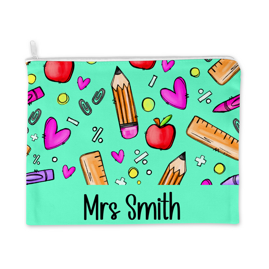 Bright Teal Teacher Supplies Pencil Case