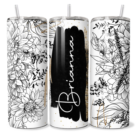 Personalised Black & White Floral