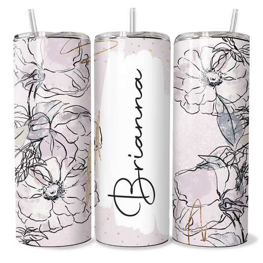 Personalised Black Lines Floral