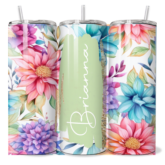 Personalised Light Green Colourful Floral