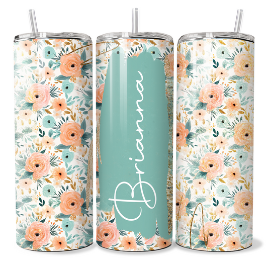 Personalised Teal, Peach Floral