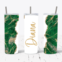 Load image into Gallery viewer, Personalised Green and Gold Glitter Marble Print