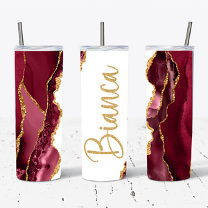 Personalised Burgundy and Gold Marble Print
