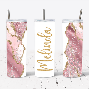 Personalised Pink Marble Glitter