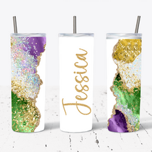 Load image into Gallery viewer, Personalised Green Purple Gold Glitter Print