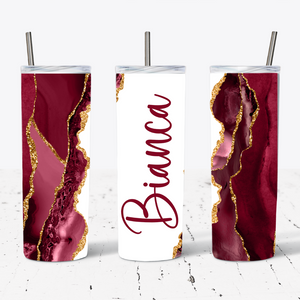 Personalised Burgundy and Gold Marble Print