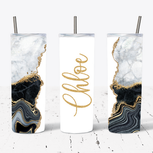 Personalised Black Gold and Marble Agate