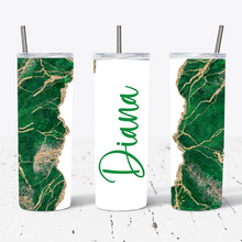 Load image into Gallery viewer, Personalised Green and Gold Glitter Marble Print