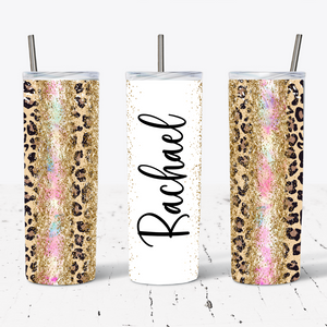 Personalised Vertical Pink Gold Leopard Print