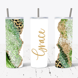 Personalised Green Glitter Leopard