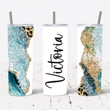 Load image into Gallery viewer, Personalised Light Blue Glitter Leopard Print