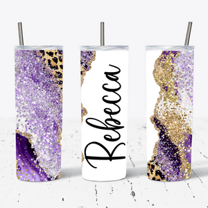 Personalised Purple Glitter Leopard Print