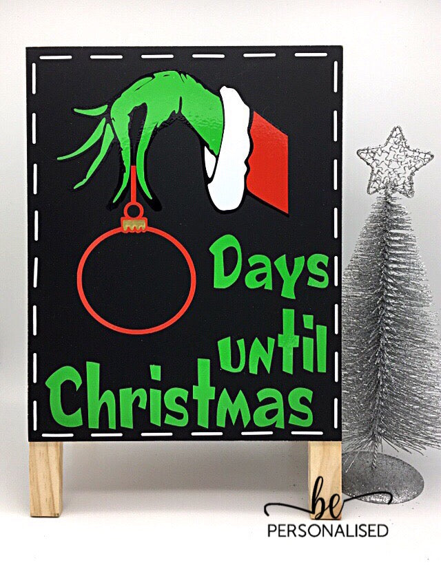 Christmas Countdown Chalkboard - Grinch Hand