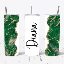 Load image into Gallery viewer, Personalised Green and Gold Glitter Marble Print