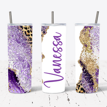 Load image into Gallery viewer, Personalised Purple Glitter Leopard Print