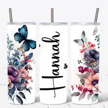 Load image into Gallery viewer, Blue Butterfly Floral Personalised Tumbler