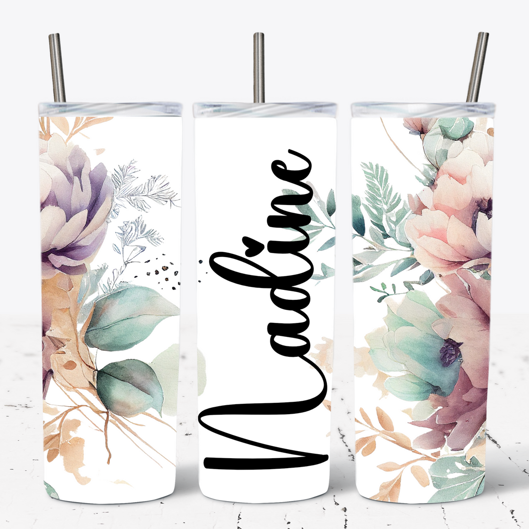 Colourful Floral Personalised Tumbler