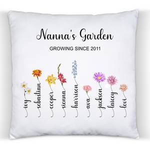 Personalised Grandmothers Garden - Birth Month Flower - Cushion