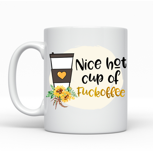 ‘Nice hot cup of F*ckoffee’ Floral Ceramic Mug