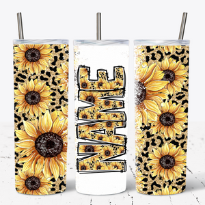 Sunflower Cheetah Alphabet Personalised Tumbler