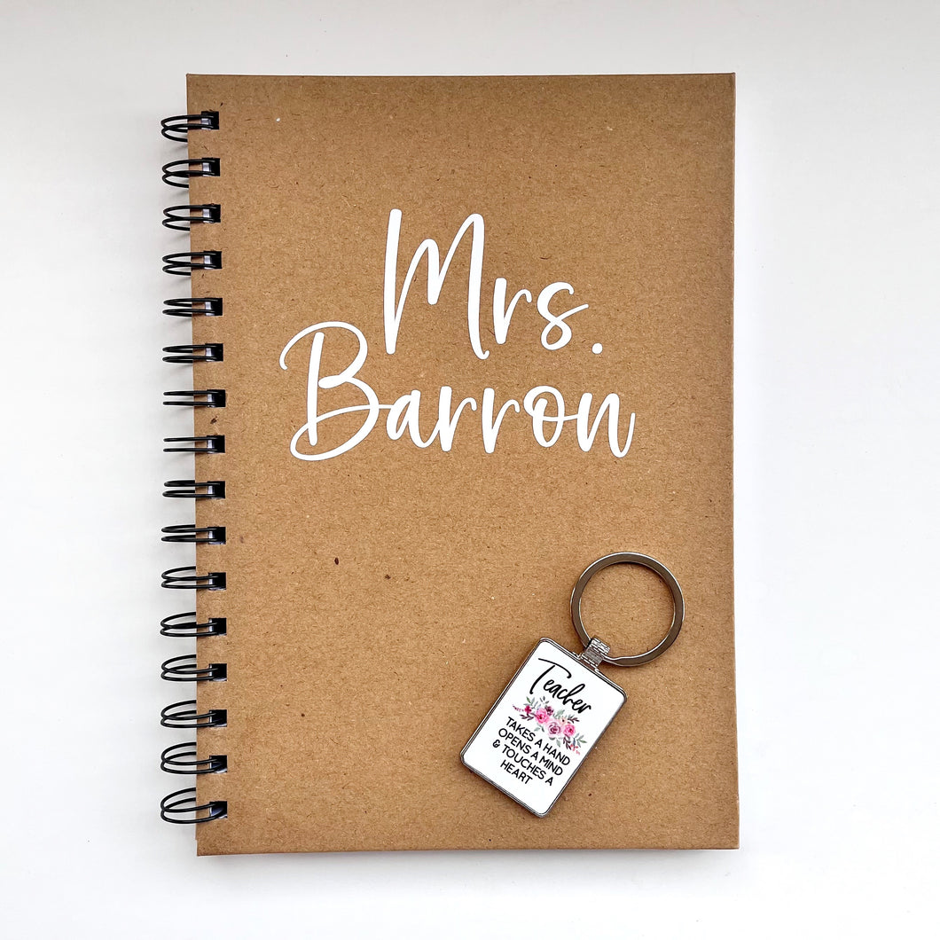 Teacher Note book and Teacher Quote Key Ring