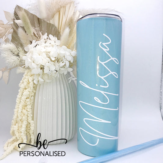 20oz Skinny Insulated Tumbler - Shimmer Light Blue