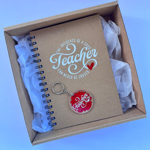Teacher Notebook and acrylic key ring gift box - The influence of a good teacher