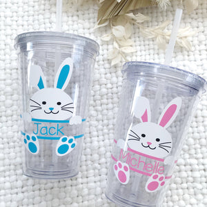 Easter Bunny Clear Tumbler with Straw
