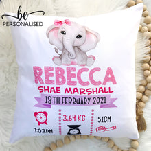 Load image into Gallery viewer, Pink Elephant Baby Birth Cushion