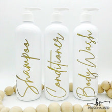 Load image into Gallery viewer, White Bathroom Bottle Set - 500ml Shampoo, Conditioner &amp; Body Wash