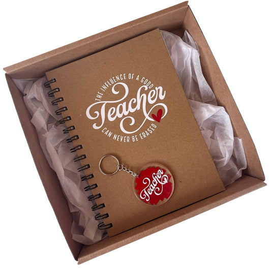 Teacher Notebook and acrylic key ring gift box - The influence of a good teacher