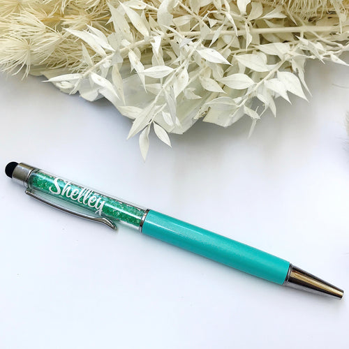 Teal Personalised Crystal Ball Point Pen