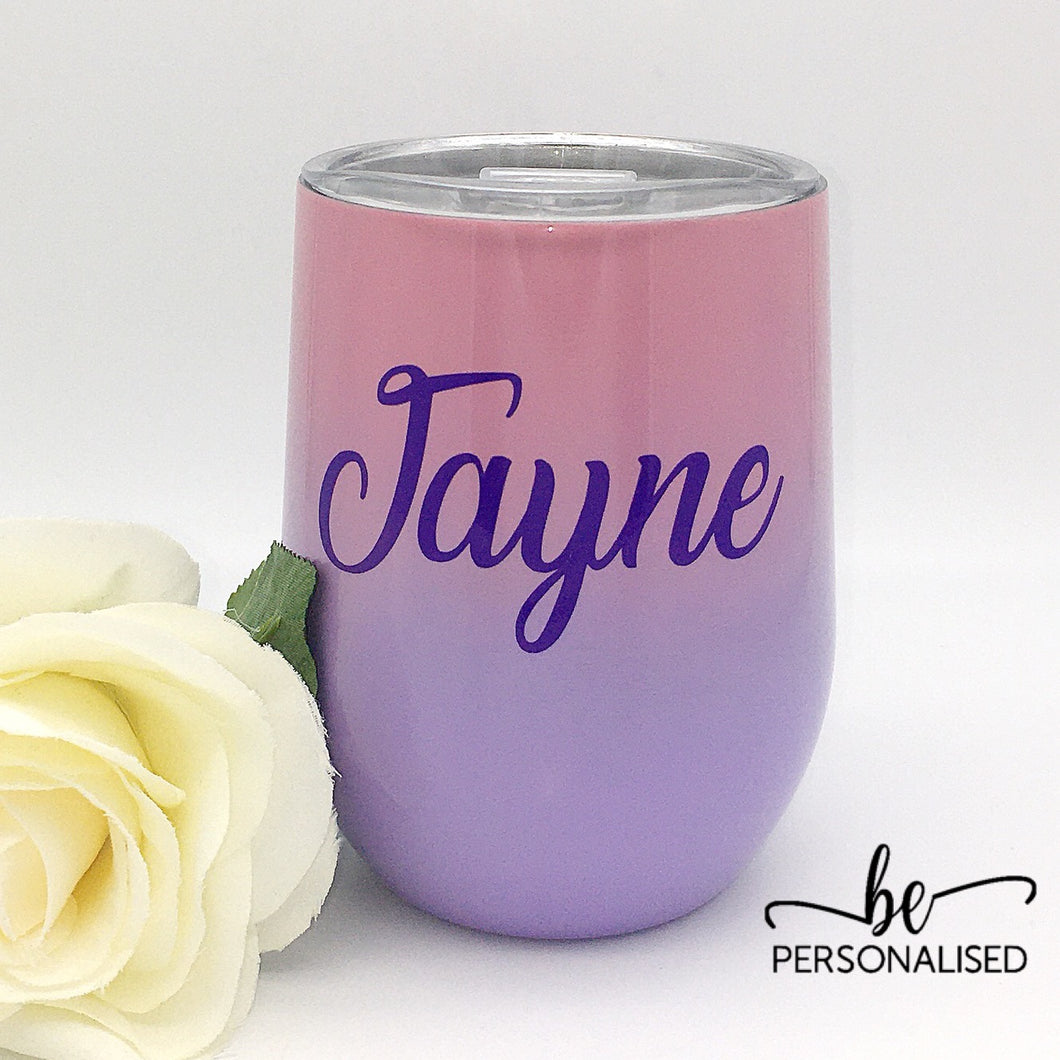 Two Tone Coffee/Wine Insulated Tumbler - Pink and Purple