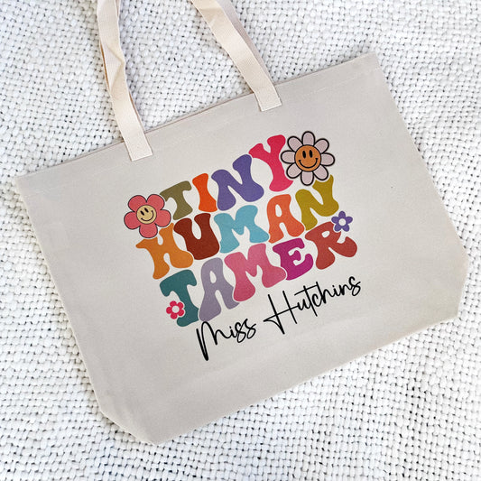 Personalised Teacher Tiny Humans Quote Tote Bag