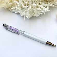 Load image into Gallery viewer, White Personalised Crystal Ball Point Pen