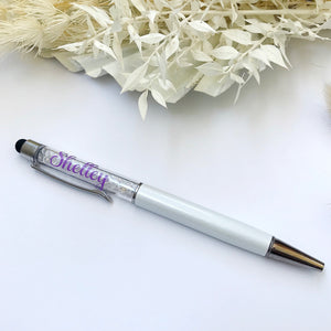 White Personalised Crystal Ball Point Pen