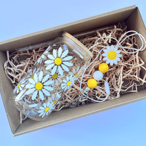Daisy Glass Can and Lanyard Gift Set