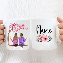 Load image into Gallery viewer, Best Friends / Sister Mug - personalised with name and flowers