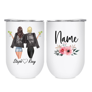 Best Friend / Sister Tumbler - Personalised with name + flowers