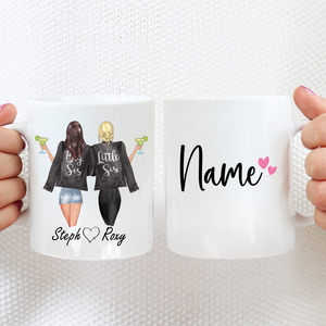 Best Friend / Sister Ceramic Mug - Personalised with name + hearts