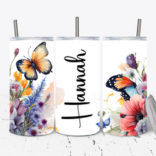 Load image into Gallery viewer, Orange Butterfly Floral15oz Tumbler