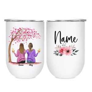Best Friends / Sister Tumbler - Personalised with name and flowers
